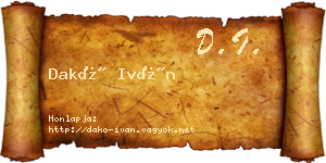 Dakó Iván névjegykártya